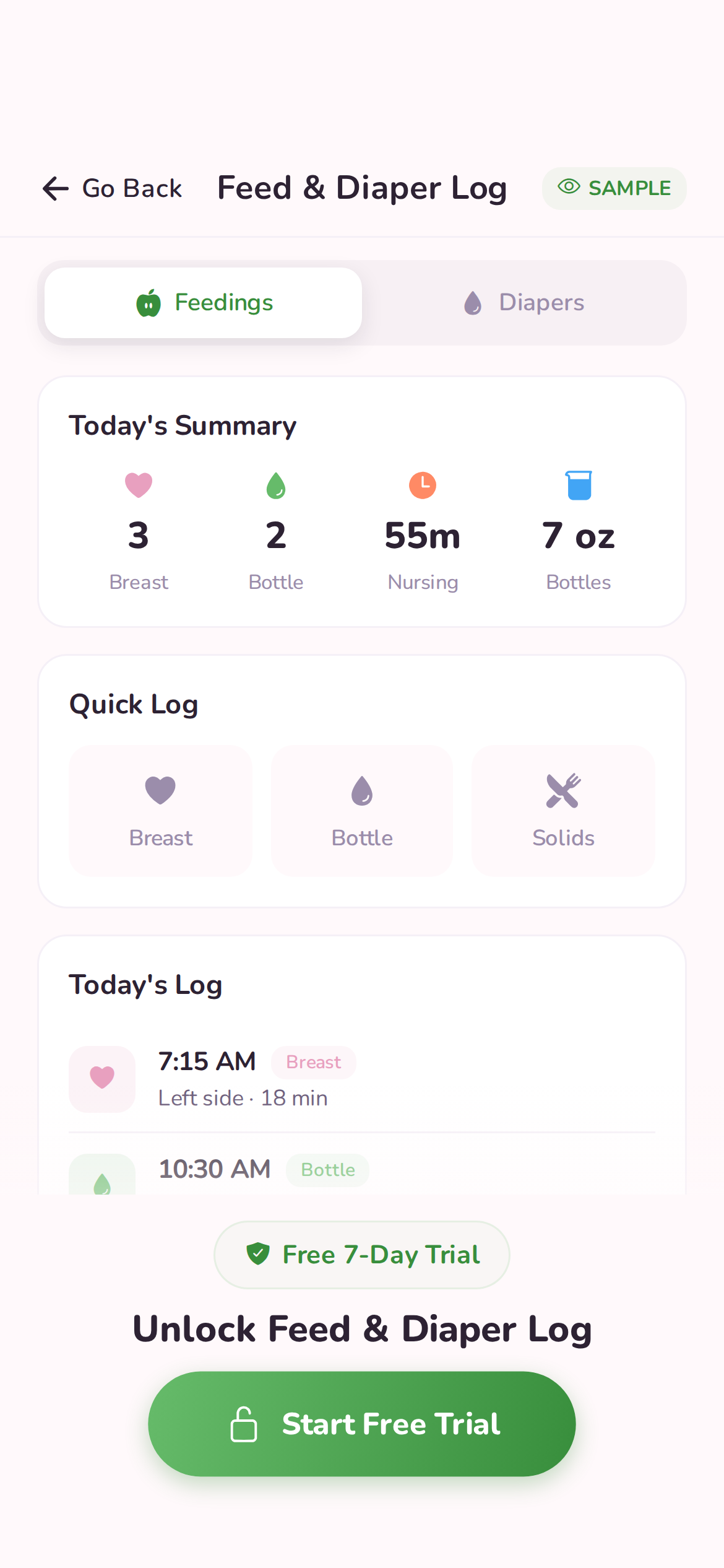 Mom & Baby Center — feeding and milestone tracking