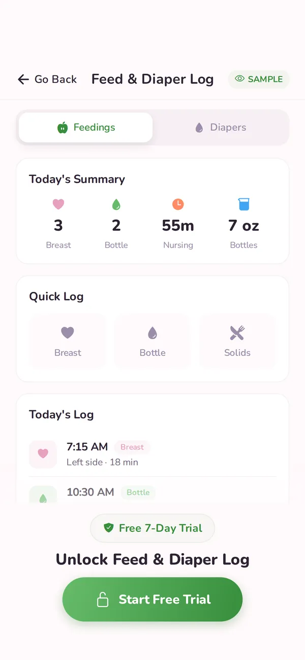 Mom & Baby Center — feeding and milestone tracking