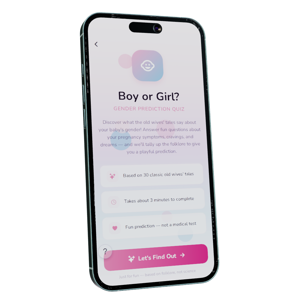 Just-for-fun Gender Quiz — Nesting Co. app preview.