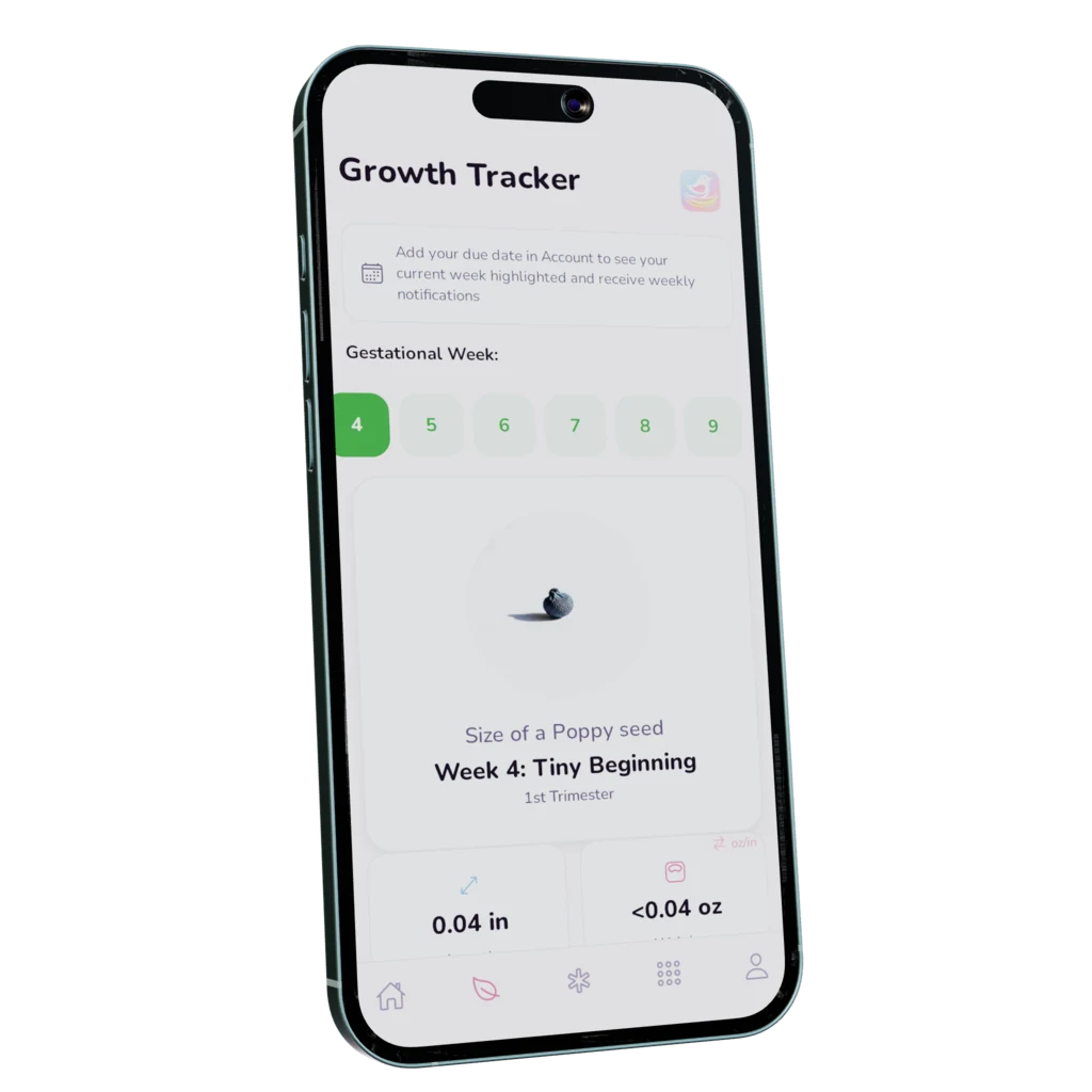 Nesting Co. pregnancy app screen shown in an iPhone