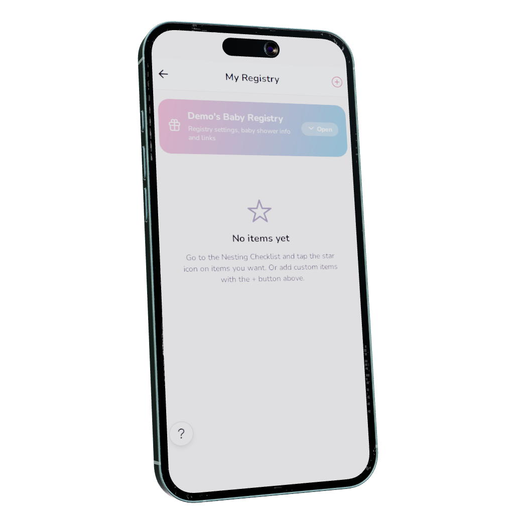 Demo Registry — Nesting Co. app preview.