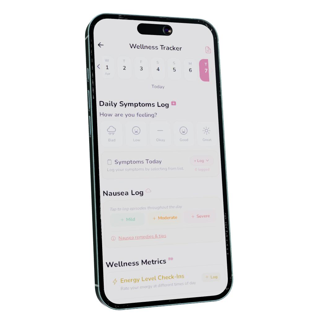 Symptom Tracker — Nesting Co. app preview.